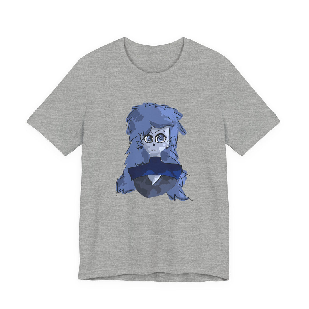 Blue Haze Girl T-Shirt – Handgemaltes Anime-Porträt