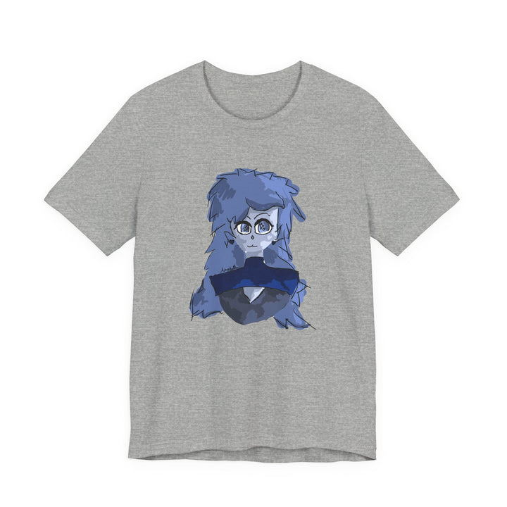 Blue Haze Girl T-Shirt – Handgemaltes Anime-Porträt