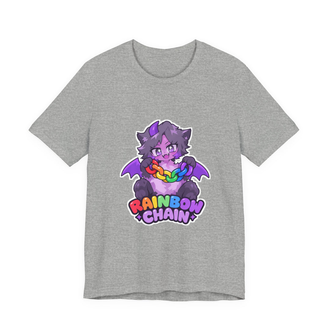 Rainbow Chain Maskottchen T-Shirt – Süßer Dämonen-Kater im Anime-Stil