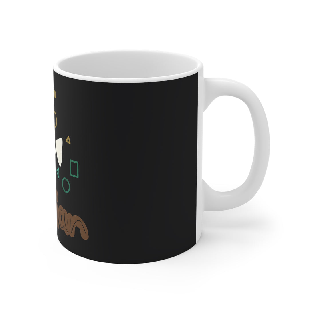 Therian Fish Bone Tasse – Geometrisches Fischskelett mit Schriftzug, Kaffeebecher 0,33 l