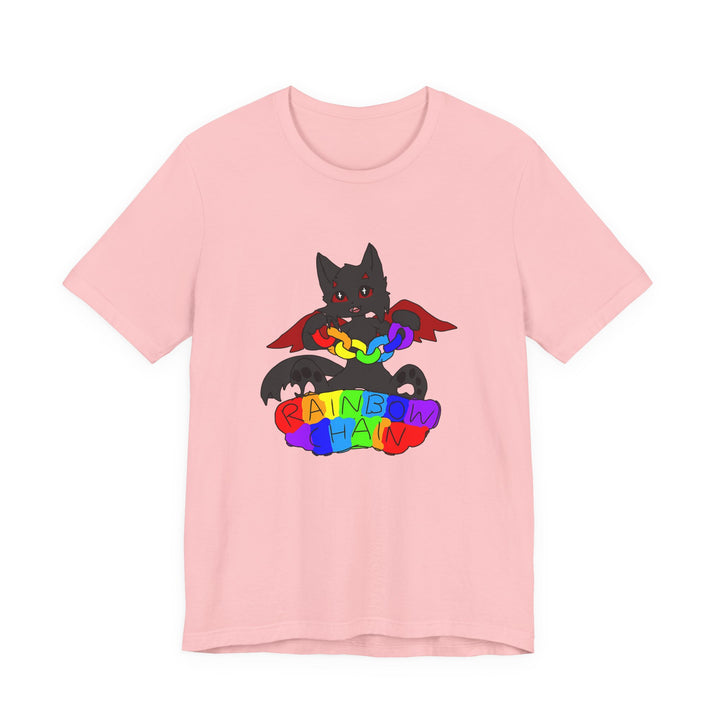 Chi Rainbow Chain Tee – Black Demon Cat Mascot T-Shirt